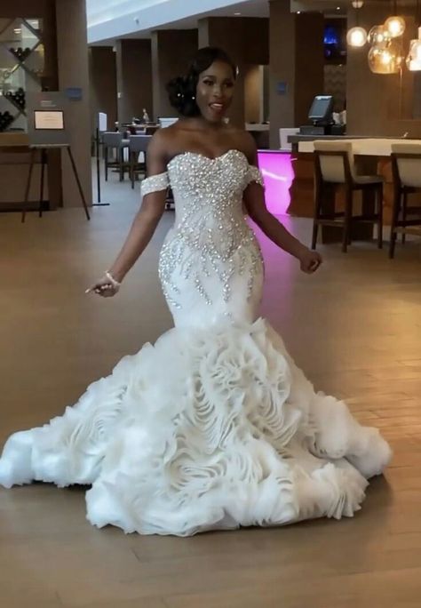 Wedding gown dresses, mermaid wedding dress ideas trending Black Woman Mermaid Wedding Dress, Mermaid Wedding Dress On Black Women, Couture Mermaid Wedding Dress, Black Women Wedding Dresses Mermaid, Wedding Dresses Black Bride, Wedding Dress Ideas Mermaid, Wedding Dress For Black Brides, Wedding Dresses Baddie, Cream Wedding Dress Black Women