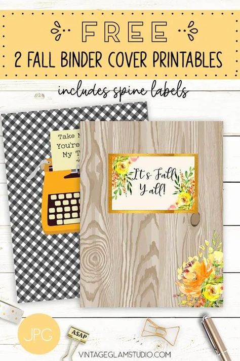 Free Fall Binder Cover Printables - Printable Binder Covers Free, Binder Spine Labels, Binder Covers Free, Binder Labels, Recipe Book Design, Binder Cover Templates, Glam Studio, Binder Covers Printable, Planner Diy