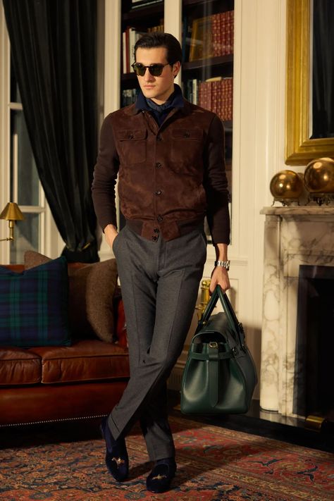 Ralph Lauren Fall 2024 Menswear Fashion Show | Vogue Mens Fall Fashion Casual, Ralph Lauren Style Men, Vintage Ralph Lauren Aesthetic, Winter Outfits For Men, Mens Fashion Fall Casual, Ralph Lauren Purple Label Men, Ralph Lauren Menswear, Ralph Lauren Looks, Dapper Gentleman Style