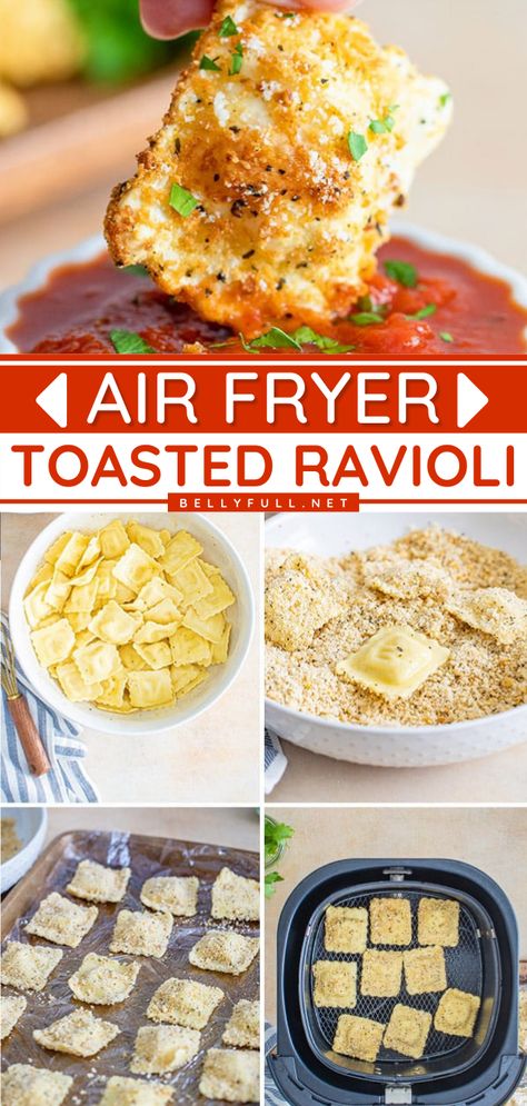 {Air Fryer} Toasted Ravioli Toasted Ravioli Air Fryer, Ravioli Air Fryer, Air Fryer Toasted Ravioli, Fried Ravioli Recipe, Grilled Chicken Marinade, Toasted Ravioli, Air Fryer Recipe, Ravioli Recipe, Air Fryer Oven Recipes