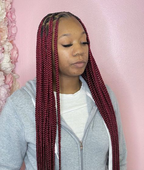 Red Braids With Beads, Brown Braids, Curls Braids, Latest Hair Braids, Box Braid Hair, Senegalese Twist Hairstyles, Braids Black, Braids Ideas, Big Box Braids