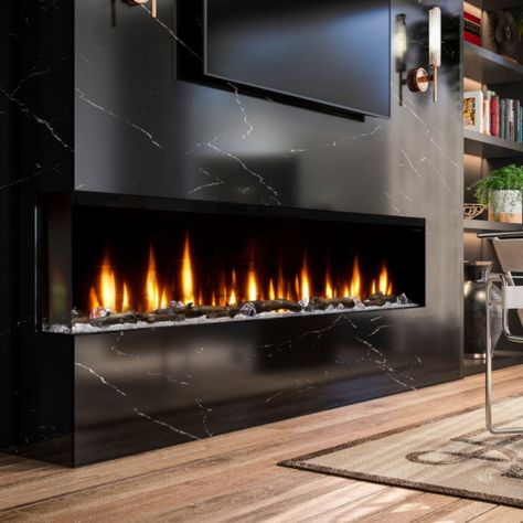 Dimplex Ignite XL Bold 3-Sided Electric Fireplace — Modern Blaze Modern Tv Over Fireplace, Electric Fireplace Focal Wall, Dimplex Ignite Xl Bold, Industrial Modern Fireplace, Three Sided Electric Fireplace, Modern Fireplace Bedroom, 3 Sided Fireplace Ideas With Tv, Mens Lounge Room, Large Format Tile Fireplace