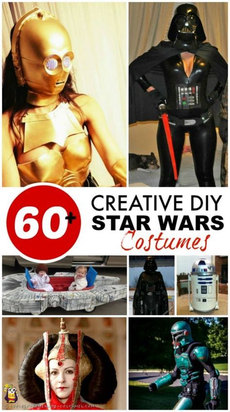 Coolest homemade Star Wars costumes Family Star Wars Costume Diy, Homemade Star Wars Costumes, Star Wars Diy Costume, Star Wars Family Costumes, Stormtrooper Costume, Star Wars Costumes Diy, Disfraz Star Wars, Diy Star Wars, Kid Costumes