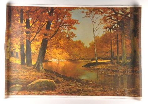 Vintage 1962 Robert Wood Autumn Bronze LG 41 Print Robert Woods Paintings, Robert Wood Paintings, Wood Paintings, Paint Pictures, Robert Wood, Art Art, Paintings, Paint, Wood