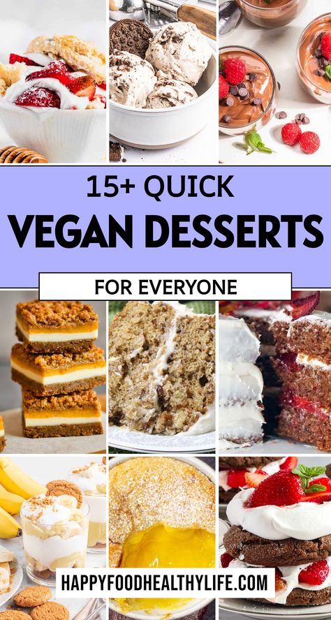 Are you in need of some scrumptious vegan desserts that are simple to make and sure to please a crowd? Look no further! These quick and easy vegan dessert recipes will satisfy your sweet cravings in no time. From indulgent treats perfect for a summer day to delightful options for kids, these yummy vegan dessert ideas are a must-try. Impress your family and friends with these best vegan dessert recipes that are not only delicious but also cruelty-free. Homemade Vegan Dessert, Easy Vegan Sweet Treats, Easy Vegan Dessert Healthy, Agave Recipes Desserts, Vegan Dessert For One, Vegan Party Desserts Easy, Quick Easy Dairy Free Dessert, Healthy Vegan Baking Recipes, Quick And Easy Vegan Recipes