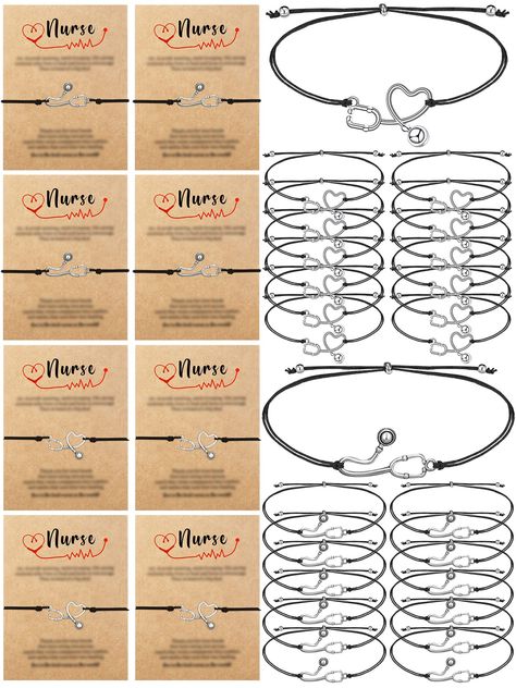 PRICES MAY VARY. Nurse Theme Design: our stethoscope RN bracelets for women are designed with stethoscope shaped charms in 2 different styles, with thankful words painted on the cards, meeting the nurse theme and showing the appreciation for nursing practitioners Ideal Gift Choice: these nurse practitioner gift are ideal to serve as gifts for medical students, nurses in the future, current medical workers, nursing school students, physician assistants and nursing practitioners Reliable Material: Nursing School Graduation Gifts, Nurse Bracelet, Nurse Practitioner Gifts, Stethoscope Charms, Nursing School Graduation, Nursing Profession, Nursing Student Gifts, Teachers Day Gifts, Women Nurse