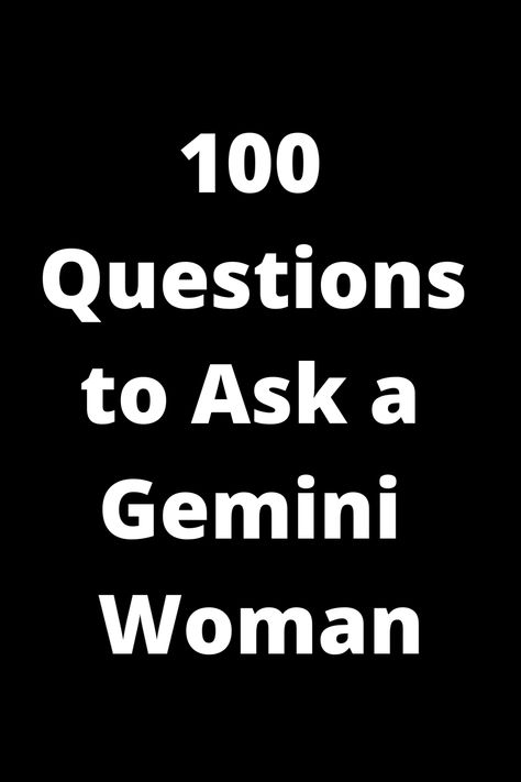 Discover the key to unlocking a Gemini woman's mind with these 100 thought-provoking questions. Whether you're looking to deepen your connection or just want to have an engaging conversation, these questions are perfect for gaining insight into her unique personality traits and interests. From lighthearted topics to more profound inquiries, this comprehensive list will help you build a stronger bond with the dynamic Gemini in your life. Gemini Woman Personality, Gemini Women, 100 Questions To Ask, Gemini Personality, Flirty Questions, Deep Questions To Ask, Gemini Traits, How To Impress, 100 Questions