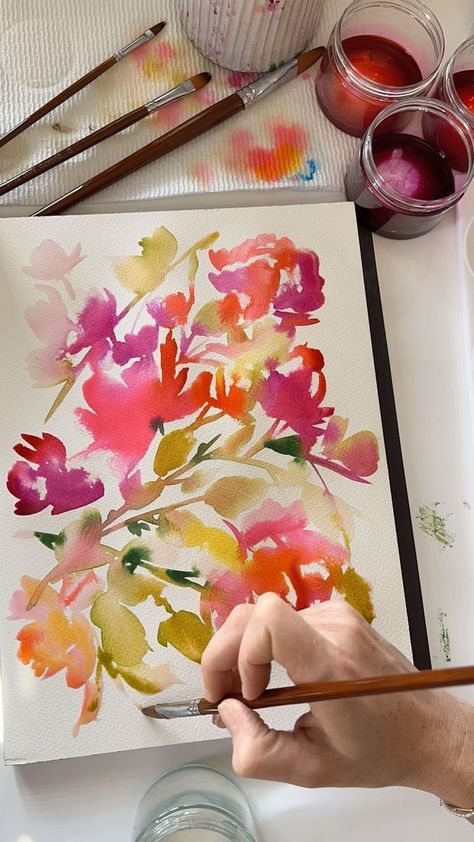 Jenna Rainey on Reels | James Quinn · Chasing Clouds Floral Pattern Painting, Jenna Rainey, Art Painting Watercolor, Painting Water, Simple Watercolor, Art Tutorials Watercolor, Watercolor Flowers Tutorial, Pattern Painting, Watercolor Floral Pattern