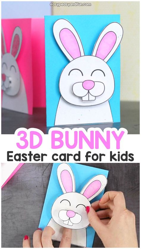 Super cute Easter bunny card idea. Easter craft for kids. Diy Osterschmuck, Easter Paper Crafts, Fun Easter Crafts, Diy Ostern, Easy Easter Crafts, Easter Bunny Crafts, Easter Egg Crafts, Cute Easter Bunny, Easter Art