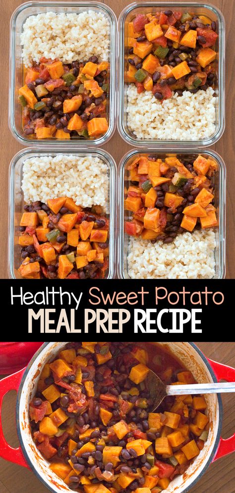 Sweet Potato Lunch Prep, Sweet Potato Meal Prep Ideas, Lunch Meal Prep Sweet Potato, Sweet Potato Veggie Bowl, Sweet Potato Macro Recipes, Sweet Potato Rice Bowl Recipes, High Protein Meal Prep Sweet Potato, Bake Sweet Potato Recipes, Heart Healthy Sweet Potato Recipes