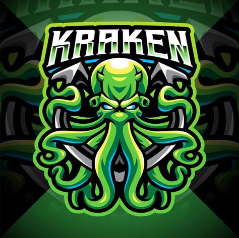 Kraken Logo, Octopus Illustration, Logo Gaming, Logo Youtube, Mascot Logo Design, Logo Minimalista, Esports Logo, Gaming Logo, Mascot Logo