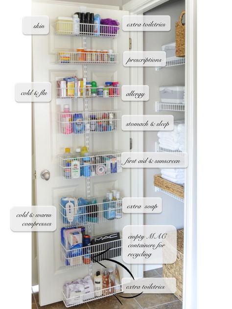 Organized Bathroom Linen Closet Anyone Can Have | Kelley Nan Bathroom Closet Storage, Bathroom Linen Closet, Casa Disney, Linen Closet Storage, Bathroom Closet Organization, Organized Pantry, Diy Bathroom Storage, Medicine Storage, Linen Closet Organization