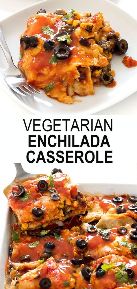 Casserole Enchilada, Vegetarian Enchilada, Vegetarian Enchilada Casserole, Fall Sunday, Chef Savvy, Black Beans Corn, Vegetarian Enchiladas, Enchilada Casserole Recipes, Casserole Easy