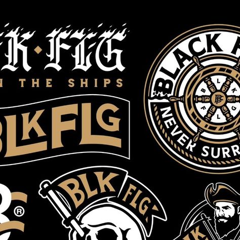 STEVE WILLIAMS on Instagram: "Collection of the designs made for BLK FLG | I could work on projects like this all day long, getting to create a mix of illustrations, type and logos is my jam especially when they have a solid theme tying them all together. If your looking for a design for your brand/business get in touch via email or DM ✉️ #vector #vectorart #graphicdesigncentral #illustration_daily #pirate #identitydesign #logos #visforvector #distressedunrest #tattoodesign #logoinspirations #logodaily #logoinspire #badgedesign #clothingbrand #logoideas #logomark #logoplace #skull #flashtattoo #logo #logobrand #logoconcept #thedesignfix #designbrew #logohero #logonew #graphicdesign #logocollection #branding" Pirate Logo Design, Pirate Logo, Pirates Logo, Steve Williams, Branding Mood Board, Logo New, My Jam, Badge Design, Logo Collection