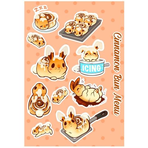 Alex Miller on Instagram: “ORDER UP! Fresh, warm, and fluffy Cinnamon Buns are hopping out of the oven! 💖🐰 Get this new vinyl sticker sheet of these sweet buns on my…” Ewolucje Eevee, 귀여운 음식 그림, Arte Do Kawaii, Cute Food Drawings, Cute Food Art, Cute Animal Drawings Kawaii, Cute Doodles Drawings, Cute Kawaii Drawings, Cute Doodle Art