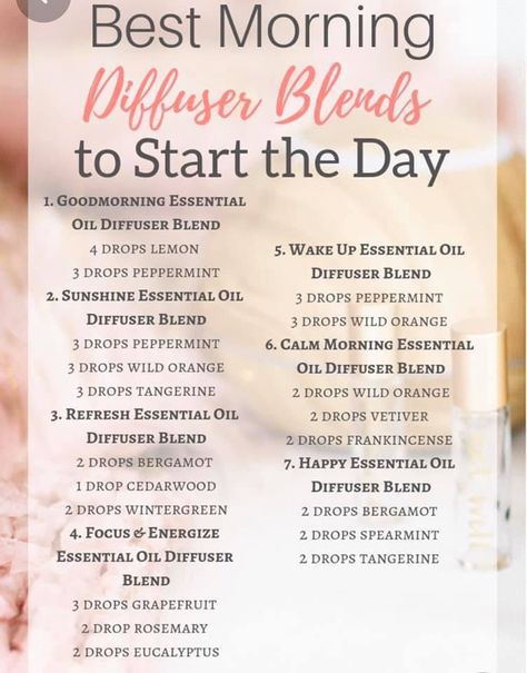 Essential Oil Combinations, Diy Essential Oil Recipes, Doterra Essential Oils Recipes, Essential Oil Diffuser Blends Recipes, Young Living Essential Oils Recipes, Best Morning, Essential Oils Guide, Essential Oil Diffuser Recipes, Oil Diffuser Recipes