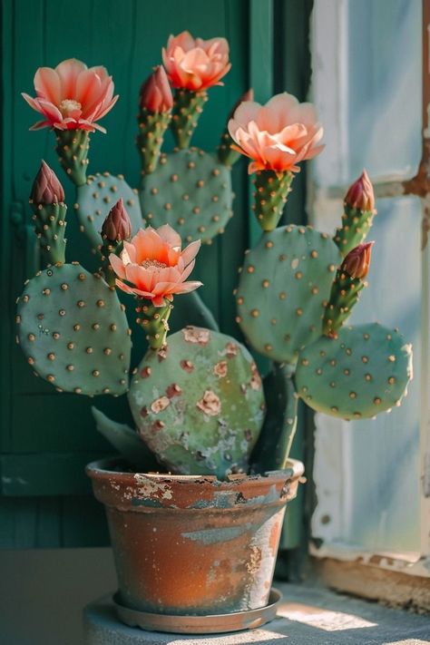 Indoor Flower Plants, Mini Pool Ideas, Dessert Plants, Indoor Cactus Garden, Cactus With Flowers, Indoor Cactus Plants, Cactus Bloom, Cactus Paintings, Cactus House Plants