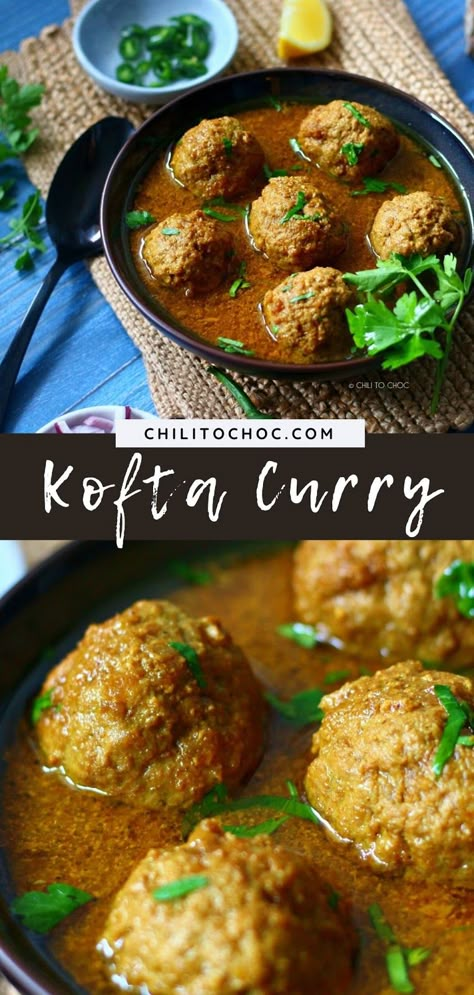 Kofta curry is Pakistani-style meatball curry made with tender, melt-in-the-mouth meatballs called koftas that are cooked in a savoury onion and yogurt sauce. Pakistan Food Recipes, Pakistani Dinner, Meatball Curry, Best Kofta Recipe, Kofta Recipe Beef, Meatball Curry Recipes, Pakistani Kofta Recipe, Meatball Curry Indian, Pakistani Food Recipes