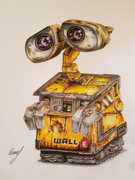 Wallie Drawings, Disney Pixar Sketches, Wall E Sketch, Walle Drawings, Wall E Drawing, Up Drawing, Wall E Art, Wall E Disney, Realistic Animal Drawings