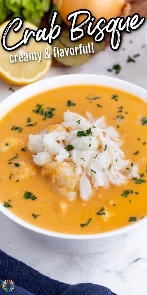 Crab And Shrimp Seafood Bisque, Crab Bisque Recipe, Crab Soup Recipes, Bisque Soup Recipes, Canned Crab Meat, Lump Crab Meat, Bisque Soup, Crab Bisque, Seafood Bisque