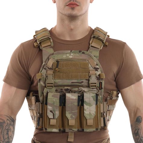 PRICES MAY VARY. Buckle closure QUICK RELEASE - ​Convenient quick-release buckles on the shoulders and waist locks increase the speed of removing tactical vests. Select superior quality materials that are lock-in, abrasive, heat-resistant, shock-resistant, and last longer. 1050D NYLON - MOLLE web link for tactical accessories. Choose from superior fabrics, wear and scratch resistance, multiple sutures reinforcement, ruggedness, and extended service life. STORAGE SPACE - ​Add YKK zipper storage s Tactical Gifts For Men, Gear Reference, Tactical Ideas, Molle Vest, Tactical Kit, Futuristic Armor, Tactical Accessories, Zipper Storage, Black Desktop