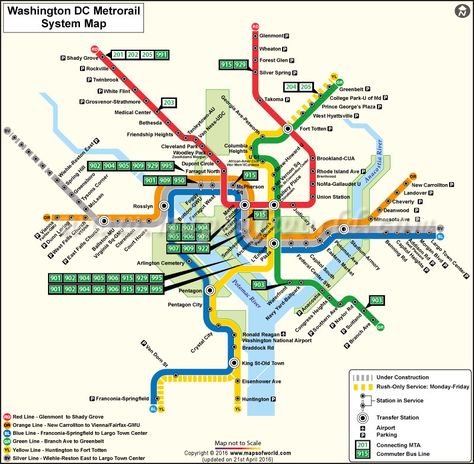 Download #Washington DC #Metro #Map highlights the station in service, under construction station, commuter blue line and more. Washington Dc Train Station, Dc Metro Map, Toronto Subway, Houston Map, Dc Vacation, Nyc Subway Map, Rv Trips, Transit Map, System Map