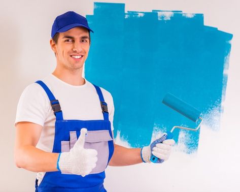 Premium Photo | Male painter paints a wall and shows thumb up. Berger Paints, People Inspiration, Inmobiliaria Ideas, Painting Logo, Office People, Thumb Up, Bridal Sarees South Indian, House Painter, Human Logo