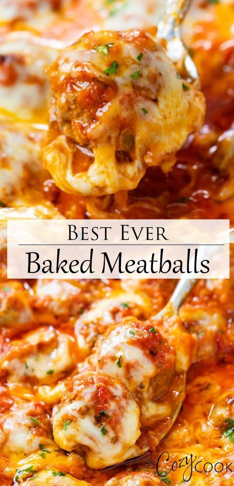 Meatball Marinara Casserole, Things To Do With Marinara Sauce, Baked Meatballs With Mozzarella, Meatball Recipes With Cheese, Italian Meatball Dishes, Best Ever Baked Meatballs, Meatball Recipes For Subs, Quick Main Dishes For Dinner, Good Potluck Ideas