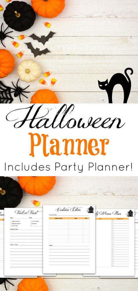 Get a great Halloween planner with 15 different pages including a Halloween party planning sheet! It's great for staying organized for Halloween. #halloween #planner #halloweenplanner #halloweenparty Diy Halloween Luminaries, Halloween Party Planning, Halloween Planner, Halloween Shadow Box, Planning Sheet, Holiday Organization, Kid Friendly Halloween, Diy Event, Halloween Banner