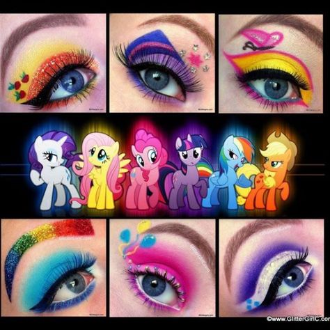 #mylittlepony #makeup #applejack #twilightsparkle #fluttershy #rainbowdash #pinkiepie #rarity Disney Eye Makeup, Disney Eyes, Pony Makeup, My Little Pony Costume, My Little Pony Party, Disney Makeup, Character Makeup, Eye Makeup Designs, Makijaż Smokey Eye