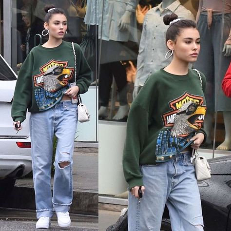 ✨The Fashion Inspo✨ on Instagram: “Madison Beer at the Cheesecake Factory in Los Angeles✨” Cheesecake Factory Outfit, The Cheesecake Factory, Cheesecake Factory, Madison Beer, Green Sweater, The Fashion, Cheesecake, Graphic Sweatshirt, Fashion Inspo