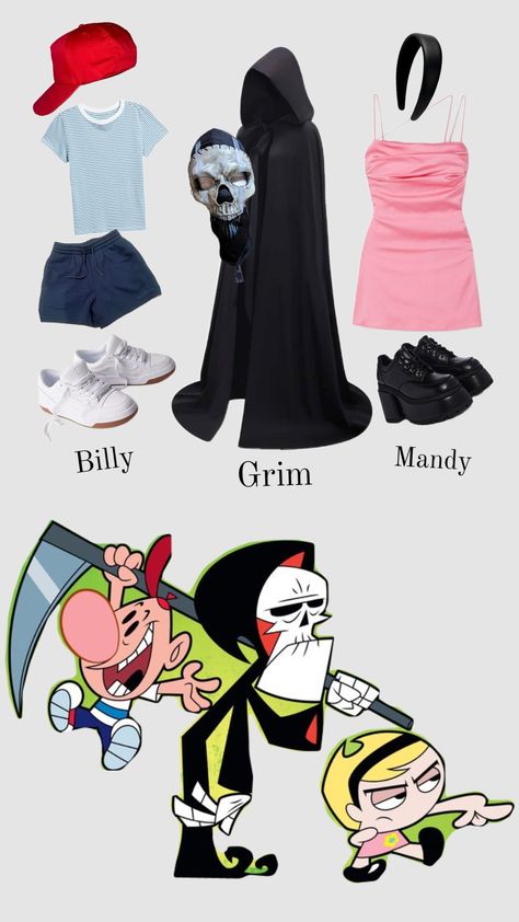 #billy #mandy #Grim #halloweeninspo #costumes The Grim Adventures Of Billy & Mandy Art, Billy And Mandy Costume, Cartoon Network Halloween Costumes, Mandy Costume, Cartoon Network Costumes, Indie Doodles, Gumball Costume, Nickelodeon Costumes, Cartoon Network Fanart