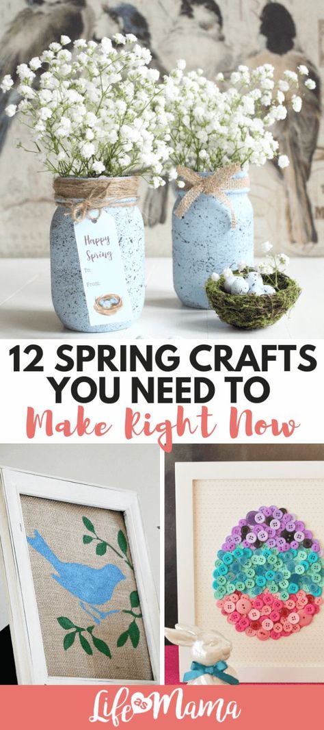 12 Spring Crafts You Need To Make Right Now #easter #eastercrafts #spring #springcrafts #diy Diy Frühling, Diy Ostern, Diy Spring, Season 12, Mason Jar Diy, Spring Diy, Mason Jar Crafts, Décor Diy, Jar Crafts