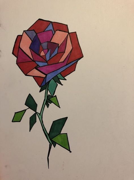 Drawing Ideas Heart, Art Small Canvas, Geometric Shapes Drawing, Geometric Art Animal, Traditional Tattoo Designs, Geometric Rose, Cubist Art, Triangle Art, Geometric Shapes Art