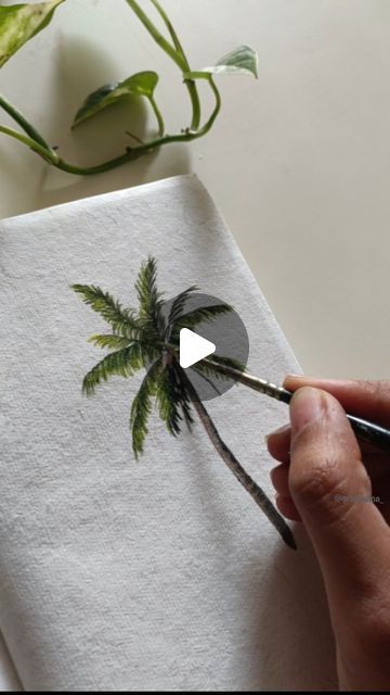 ART | ALINA on Instagram: "Comment down for more tutorials! Painted on @bohemianalley journal . . How to paint, painting flowers, how to,How paint palm tree, easy painting, easy acrylic painting, beginner art, how to, hacks, art hacks, art tips What do i paint next?" How To Paint Palm Trees Acrylics, Palm Tree Painting Easy Step By Step, Acrylic Painting Palm Trees, Painting Palm Trees Acrylics, How To Paint A Palm Tree Step By Step, How To Paint A Palm Tree, How To Draw A Palm Tree, Tree Easy Painting, Palm Tree Painting Easy