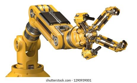 Industrial Technology, Industrial Robotic Arm, Robot Mechanics, Mechanical Arm, Robot Parts, Sci Fi Props, Industrial Robots, Cyborgs Art, Robotic Arm