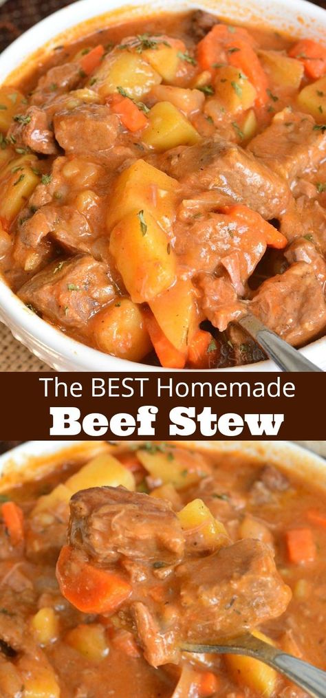 Beef Stew is a classic comforting dish that's packed with tender beef, onions, carrots, potatoes, and delicious thick broth. #beef #dinner #stew #beefstew #homemade Thick Beef Stew, Stew Crockpot, Stew Beef, Crockpot Recipes Beef Stew, Easy Beef Stew, Hearty Beef Stew, Carrots Potatoes, Homemade Beef Stew, Beef Stew Crockpot