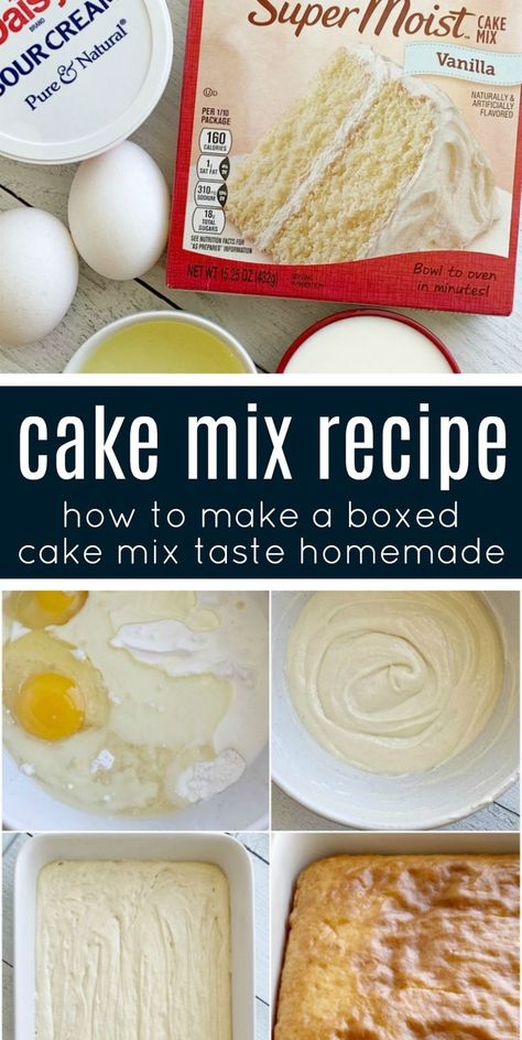 Cake Box Substitutes, Wedding Cake With Box Cake, Bulk Cake Mix Recipe, How To Make Vanilla Cake Mix Better, Better Than Box Cake, Cake Mix Substitute Ingredients, Box Wedding Cake Recipe, Add Ins For Boxed Cake Mixes, Modified Box Cake Recipes