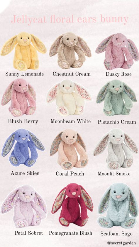 A collection of cutie pie bunnies. I’m just a girl so I have to give them all names Teen Christmas Wishlist, Stuffed Animal Names, Jellycat Bunny, Jellycat Stuffed Animals, Bunny Names, Birthday Freebies, Cute Night Lights, School Kit, Cute Gifts For Friends