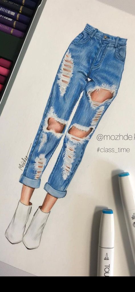 Pant Illustration Fashion Sketches, Jean Illustration Fashion, Jeans Illustration Drawing, Denim Sketch Illustration Fashion, Denim Fashion Illustration Sketches, Denim Outfit Illustration, How To Draw Denim, Drawing Clothes Outfits Sketch Pencil, Denim Jeans Illustration