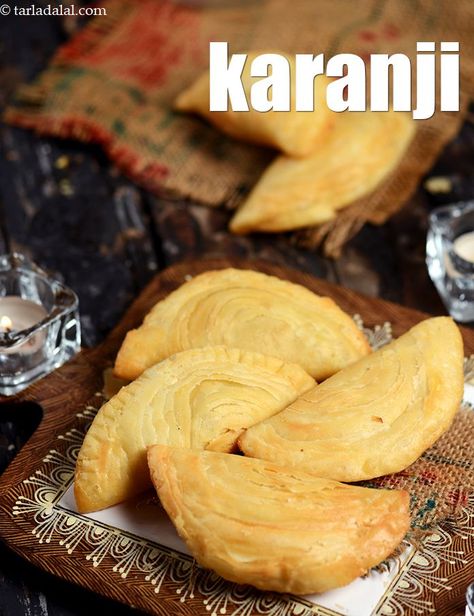 Karanji Recipe, Rasgulla Recipe, Traditional Sweets, Dry Coconut, Gulab Jamun, Cardamom Powder, Flaky Pastry, Clarified Butter, Indian Sweets