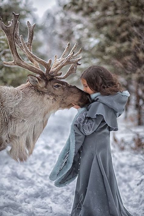 Reindeer Christmas Photoshoot, Perfectly Timed Photos, Fantasy Photography, Winter Beauty, Foto Art, Winter Pictures, Arte Popular, Pose Reference Photo, Animal Lovers