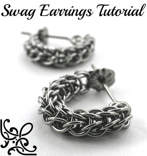 Swag Full Persian Chainmaille Earring Tutorial pdf – Unkamen Supplies Persian Chainmaille Tutorial, Chainmaille Ring, Chainmaille Tutorial, Diy Wire Earrings, Earring Kit, Pendant Tutorial, Chainmaille Bracelet, Types Of Earrings, Chain Maille Jewelry