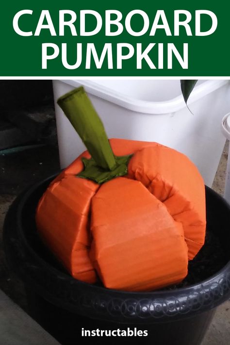 Cardboard Pumpkin, Pumpkins Crafts, Diy Pumpkins Crafts, Diy Pumpkins, 3d Pumpkin, I Have An Idea, Halloween Idea, Glue Painting, Large Pumpkin