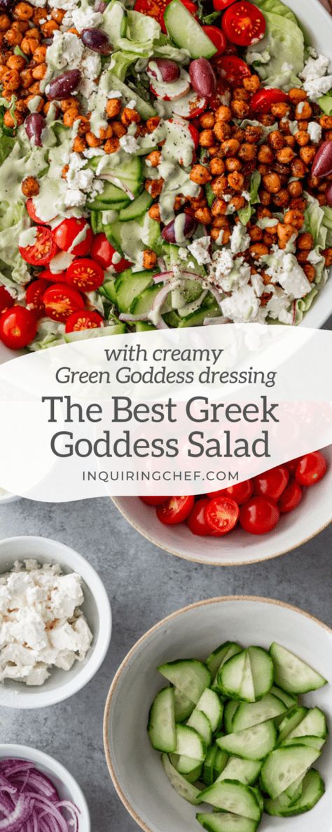 Greek Goddess Salad, Goddess Salad Dressing, Classic Greek Salad, Green Goddess Salad Dressing, Green Goddess Salad, Goddess Salad, Gourmet Salad, Goddess Dressing, Green Goddess Dressing