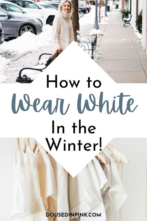 Winter White Monochromatic Outfit, Can You Wear White Pants In Winter, Wear White In Winter, How To Wear White Dress In Winter, White Jacket Winter Outfit, White Pants Winter Outfit Classy, Winter White Christmas Outfit, Winter White Pants Outfit Dressy, White In Winter Outfits