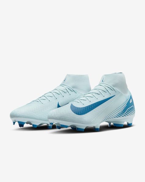 Nike Mercurial Superfly 10 Academy MG High-Top Football Boot. Nike CA Nike Football Boots Mercurial, Best Football Boots, Mercurial Football Boots, Blue Soccer Cleats, Football Shoes Nike, Football Boots Nike, Nike Football Shoes, Pink Soccer Cleats, Cool Football Boots