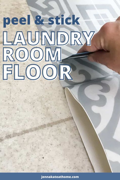 Laundry Room Ideas Peel And Stick, Linoleum Flooring Laundry Room, Diy Laundry Room Flooring, Peel And Stick Over Linoleum, Peel And Stick Floor Tile Laundry Room, Laundry Flooring Ideas, Peel And Stick Laundry Room, Utility Room Flooring, Laundry Room Flooring Ideas