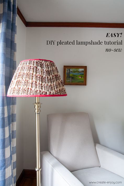 How To Make Fabric Lampshades, Diy Pleated Lampshade No Sew, No Sew Lampshade, Fabric Covered Lampshades, Fabric Lampshade Diy, How To Make A Lampshade, Lampshade Diy Ideas, Diy Fabric Lampshade, Diy Pleated Lampshade