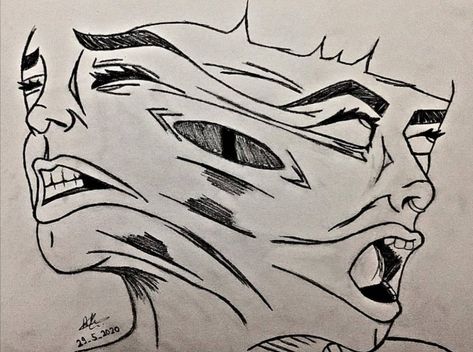 Trippy Face Drawing, Two Head Drawing, 2 Faced Drawing, Faces Drawings, Screaming Drawing, Gothic Girl Art, Simple Face Drawing, Drawings To Trace, Bauch Tattoos